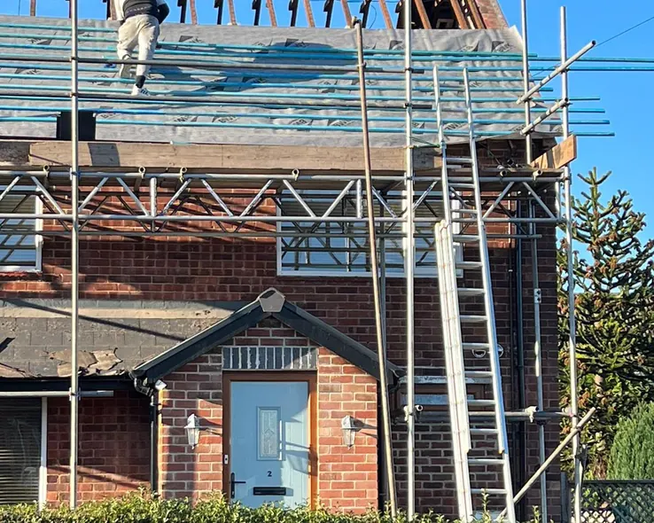 Roofing work in progress